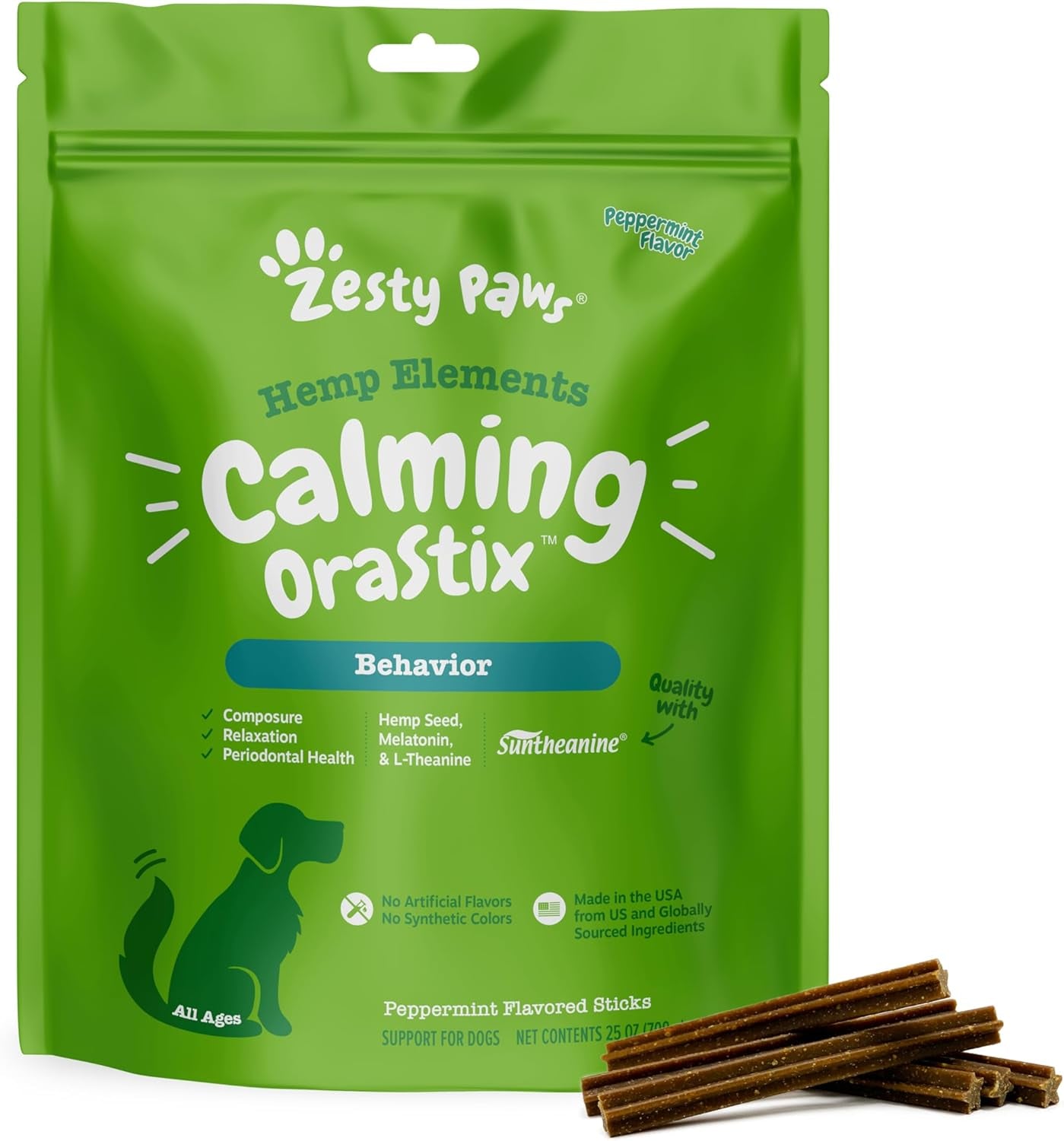 Calming Orastix for Dogs - Dental Sticks for Stress and Anxiety Relief with Hemp Melatonin Chamomile Dog Tartar Teeth Cleaning Calm Composure for Fireworks and Thunderstorms