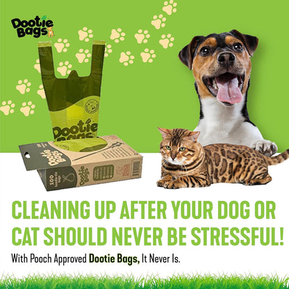 Dootie Bags® Medium-Large Poop Bags, 100 Count, with Tie Handles and Gussets. Strong and Leakproof. Made with Corn Starch. Fits  Pooper Scoopers.