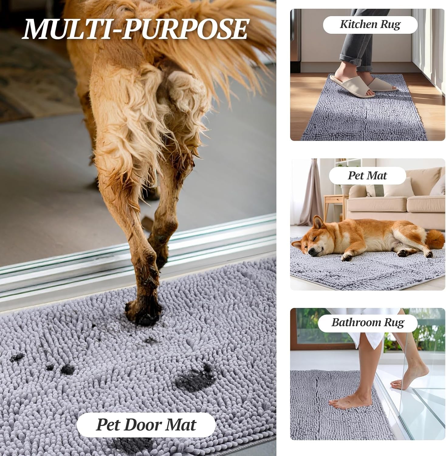 Cat Litter Mat, Litter Trapping Mat, 31"× 20" Cat Kitty Litter Rug with Waterproof Back, Super Soft for Cat'S Paws, Machine Washable, Navy Blue